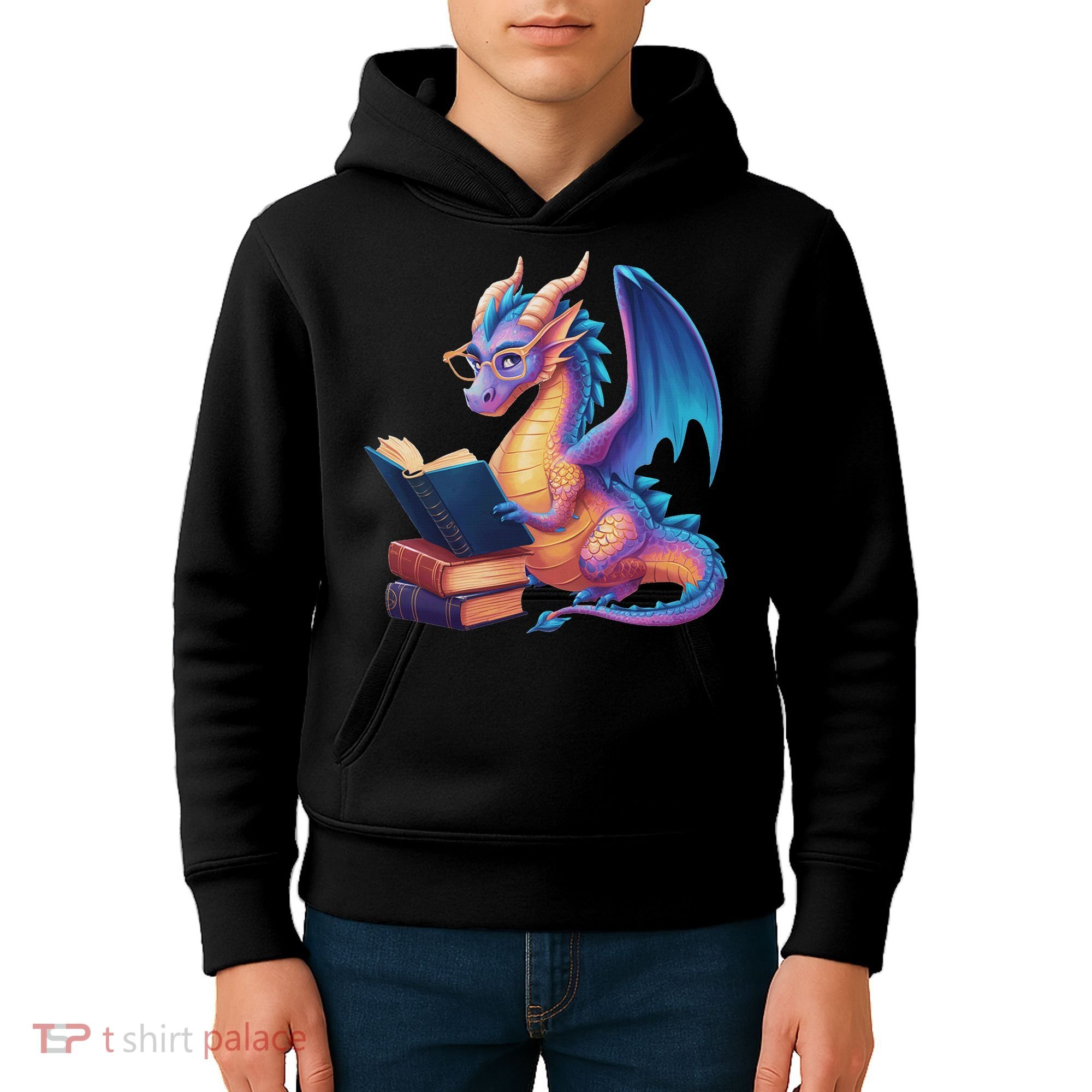 Bookworm Book Lover Women Dragon Reading Kids Hoodie