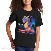 Bookworm Book Lover Women Dragon Reading Kids T-Shirt thumb 2