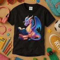 Bookworm Book Lover Women Dragon Reading Kids T-Shirt thumb 3