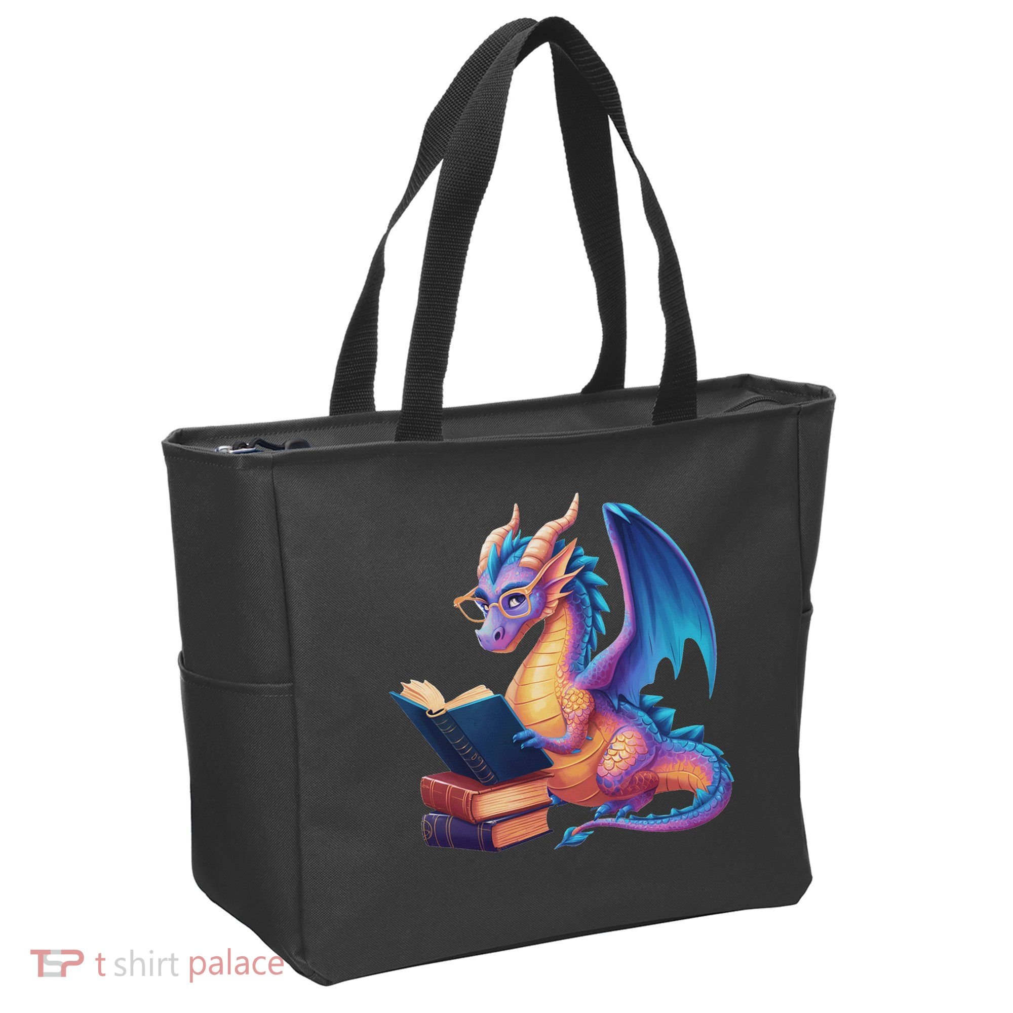 Bookworm Book Lover Women Dragon Reading Tote Bag