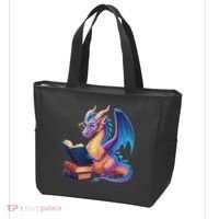 Bookworm Book Lover Women Dragon Reading Tote Bag thumb 3
