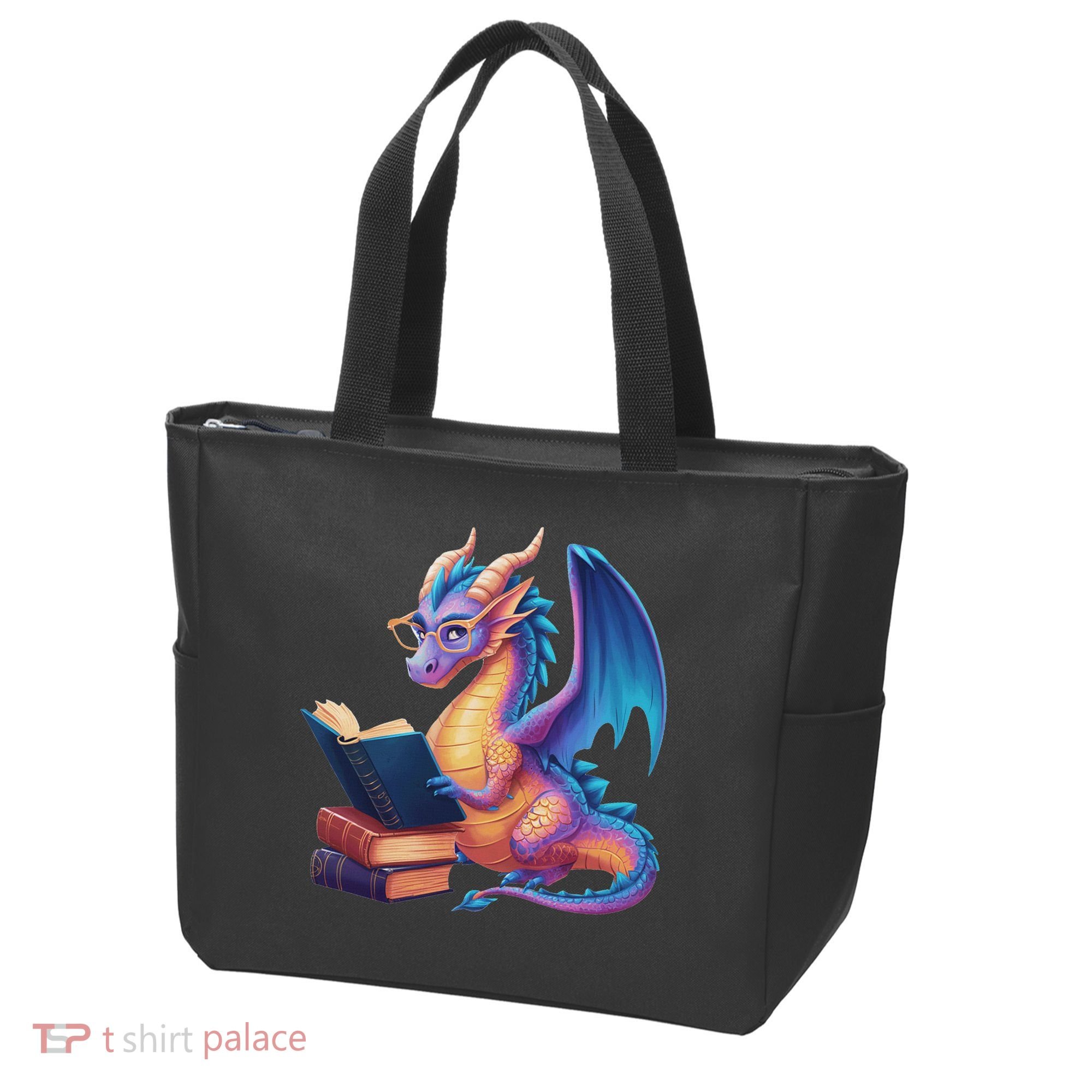 Bookworm Book Lover Women Dragon Reading Tote Bag