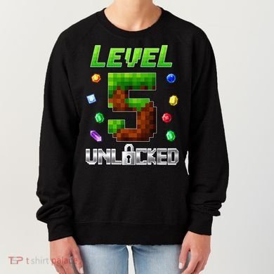 Birthday Boy Level 5 Unlocked 5th Birthday Game Pixel Women's Sweatshirt