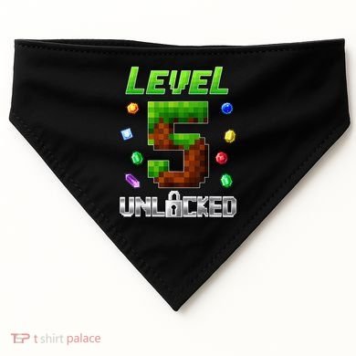 Birthday Boy Level 5 Unlocked 5th Birthday Game Pixel USA-Made Doggie Bandana