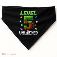 Birthday Boy Level 5 Unlocked 5th Birthday Game Pixel USA-Made Doggie Bandana thumb 0