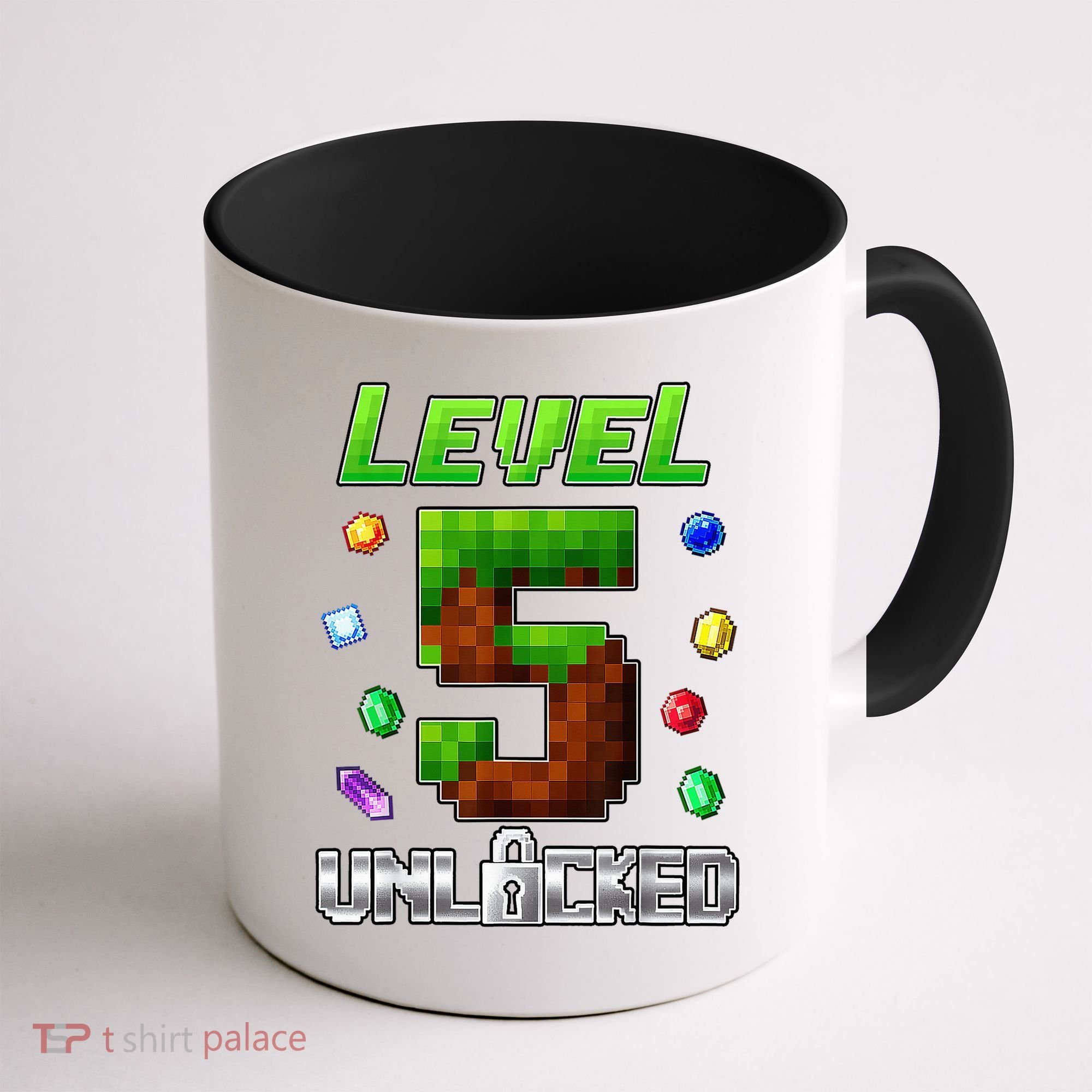 Birthday Boy Level 5 Unlocked 5th Birthday Game Pixel Coffee Mug