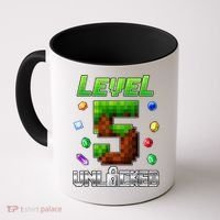 Birthday Boy Level 5 Unlocked 5th Birthday Game Pixel Coffee Mug thumb 0