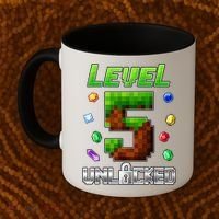 Birthday Boy Level 5 Unlocked 5th Birthday Game Pixel Coffee Mug thumb 2