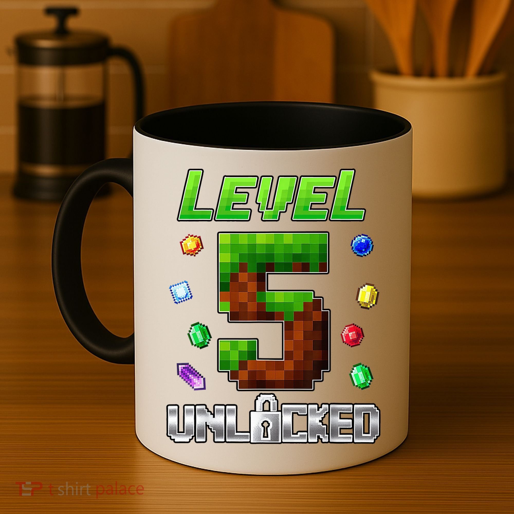Birthday Boy Level 5 Unlocked 5th Birthday Game Pixel Coffee Mug