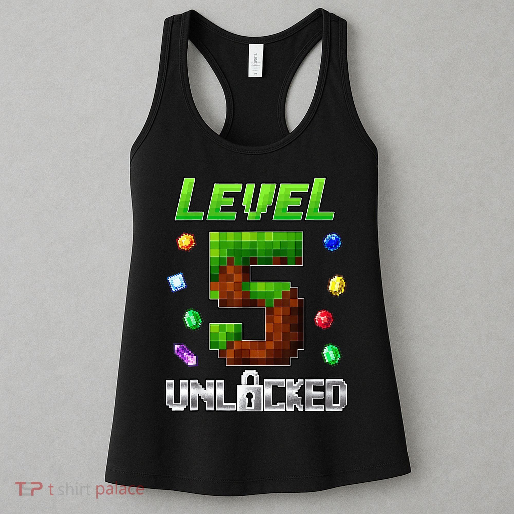 Birthday Boy Level 5 Unlocked 5th Birthday Game Pixel Women's Tank Top