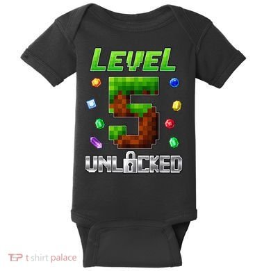 Birthday Boy Level 5 Unlocked 5th Birthday Game Pixel Baby Bodysuit