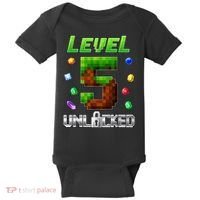 Birthday Boy Level 5 Unlocked 5th Birthday Game Pixel Baby Bodysuit thumb 0