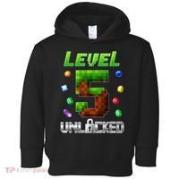 Birthday Boy Level 5 Unlocked 5th Birthday Game Pixel Toddler Hoodie thumb 0