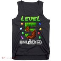 Birthday Boy Level 5 Unlocked 5th Birthday Game Pixel Tank Top thumb 0