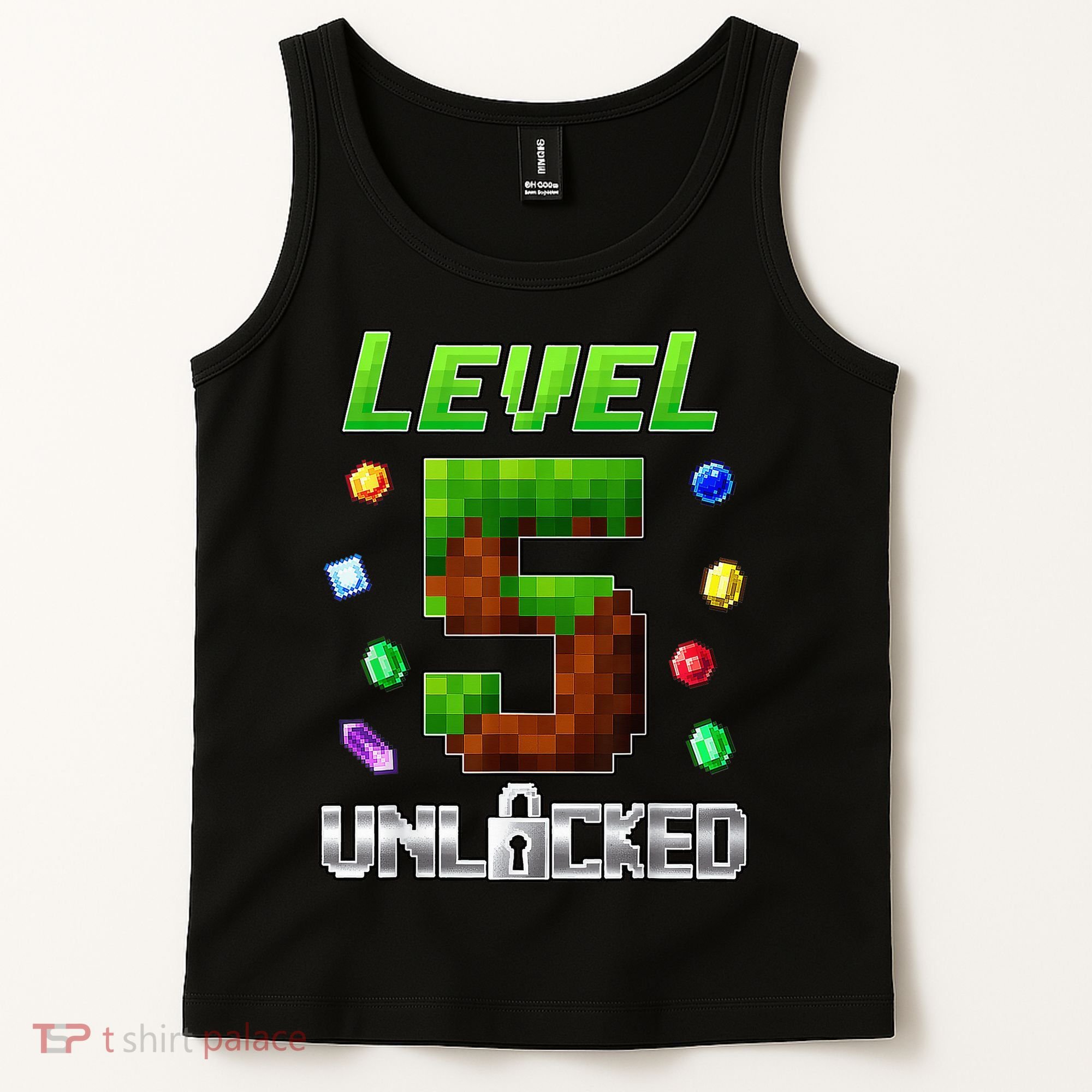 Birthday Boy Level 5 Unlocked 5th Birthday Game Pixel Tank Top