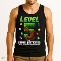 Birthday Boy Level 5 Unlocked 5th Birthday Game Pixel Tank Top thumb 3