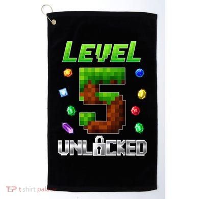 Birthday Boy Level 5 Unlocked 5th Birthday Game Pixel Golf Towel