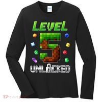 Birthday Boy Level 5 Unlocked 5th Birthday Game Pixel Women's Long Sleeve Shirt thumb 0
