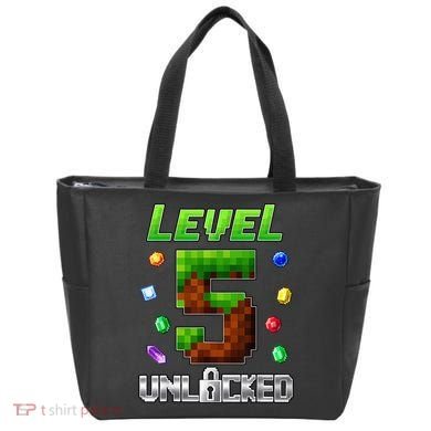 Birthday Boy Level 5 Unlocked 5th Birthday Game Pixel Tote Bag