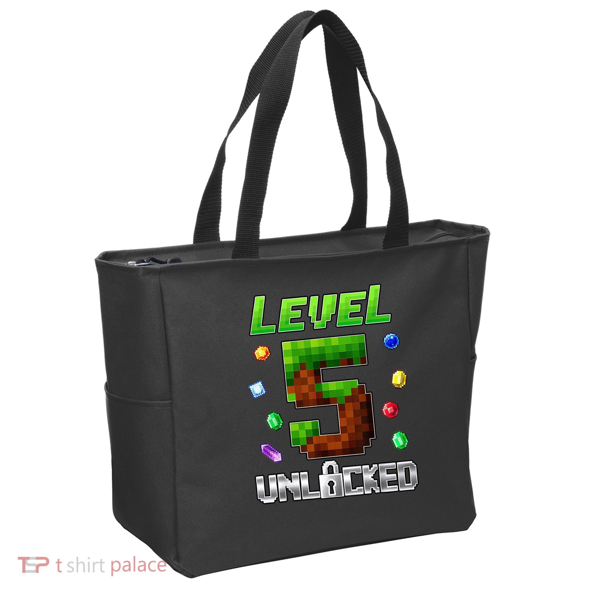 Birthday Boy Level 5 Unlocked 5th Birthday Game Pixel Tote Bag