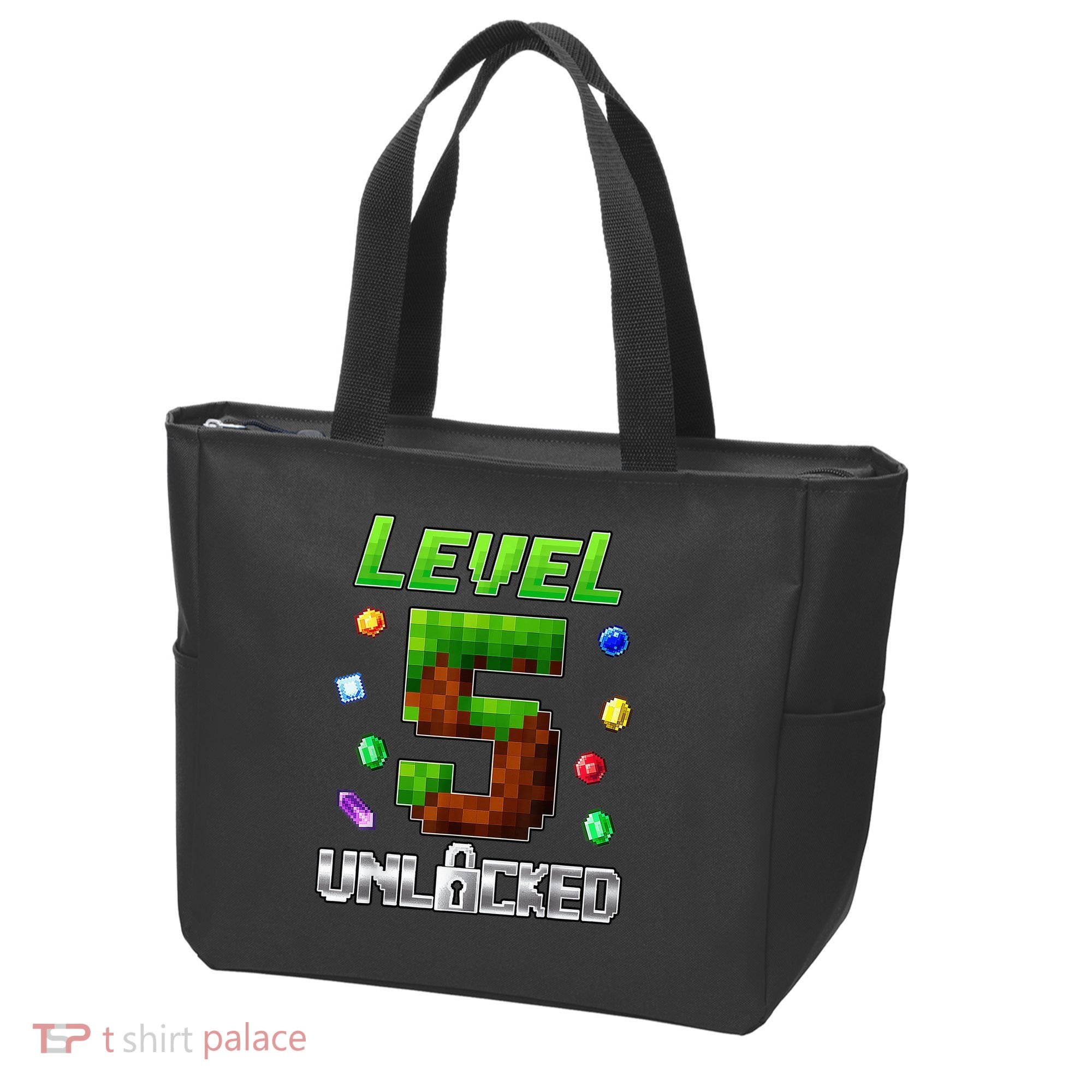 Birthday Boy Level 5 Unlocked 5th Birthday Game Pixel Tote Bag