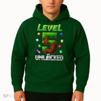 Birthday Boy Level 5 Unlocked 5th Birthday Game Pixel Hoodie thumb 2