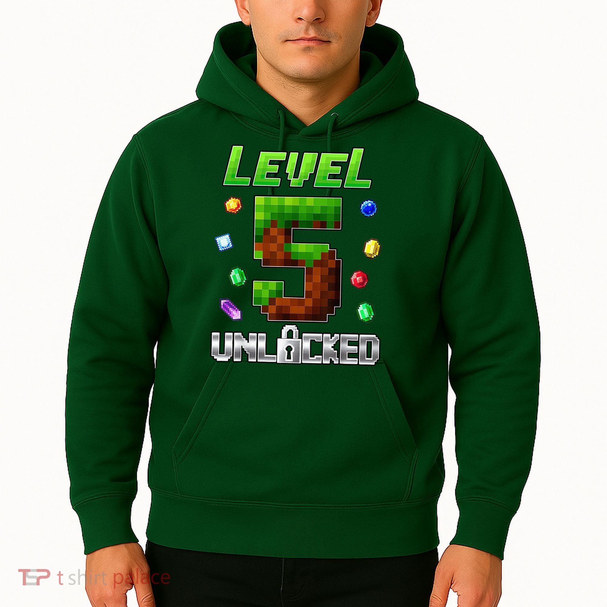 Birthday Boy Level 5 Unlocked 5th Birthday Game Pixel Hoodie
