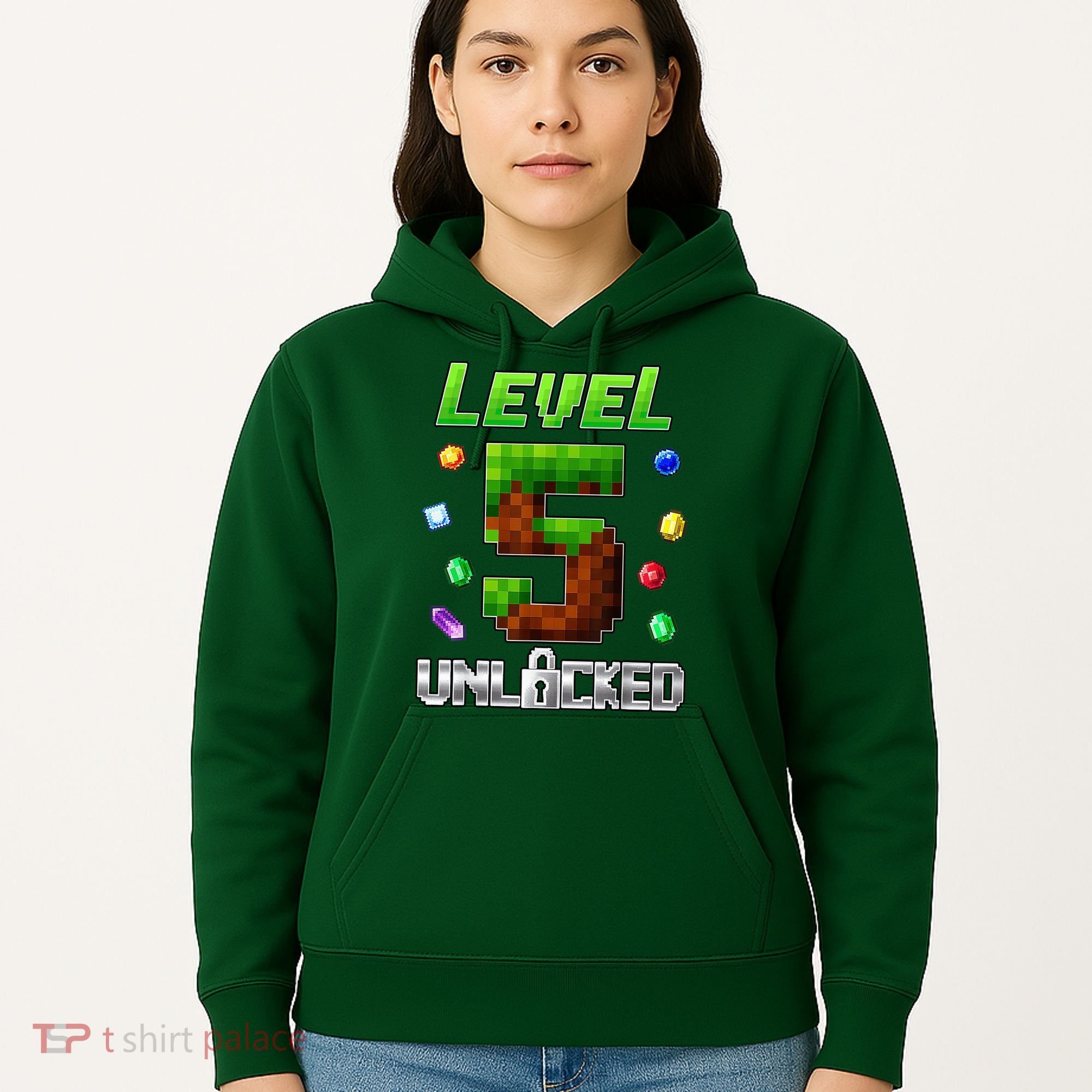 Birthday Boy Level 5 Unlocked 5th Birthday Game Pixel Hoodie