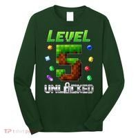 Birthday Boy Level 5 Unlocked 5th Birthday Game Pixel Long Sleeve Shirt thumb 0
