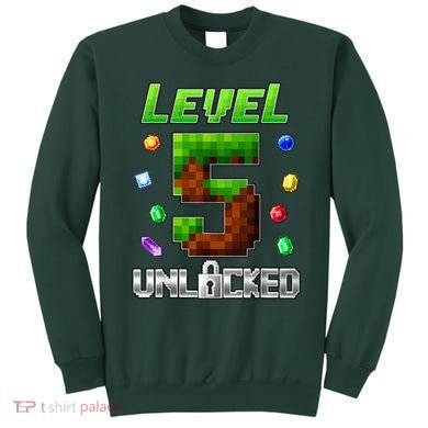 Birthday Boy Level 5 Unlocked 5th Birthday Game Pixel Sweatshirt