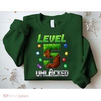 Birthday Boy Level 5 Unlocked 5th Birthday Game Pixel Sweatshirt thumb 2