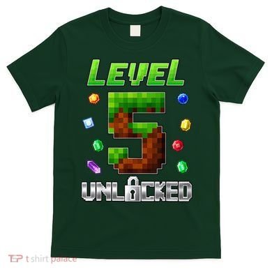 Birthday Boy Level 5 Unlocked 5th Birthday Game Pixel T-Shirt