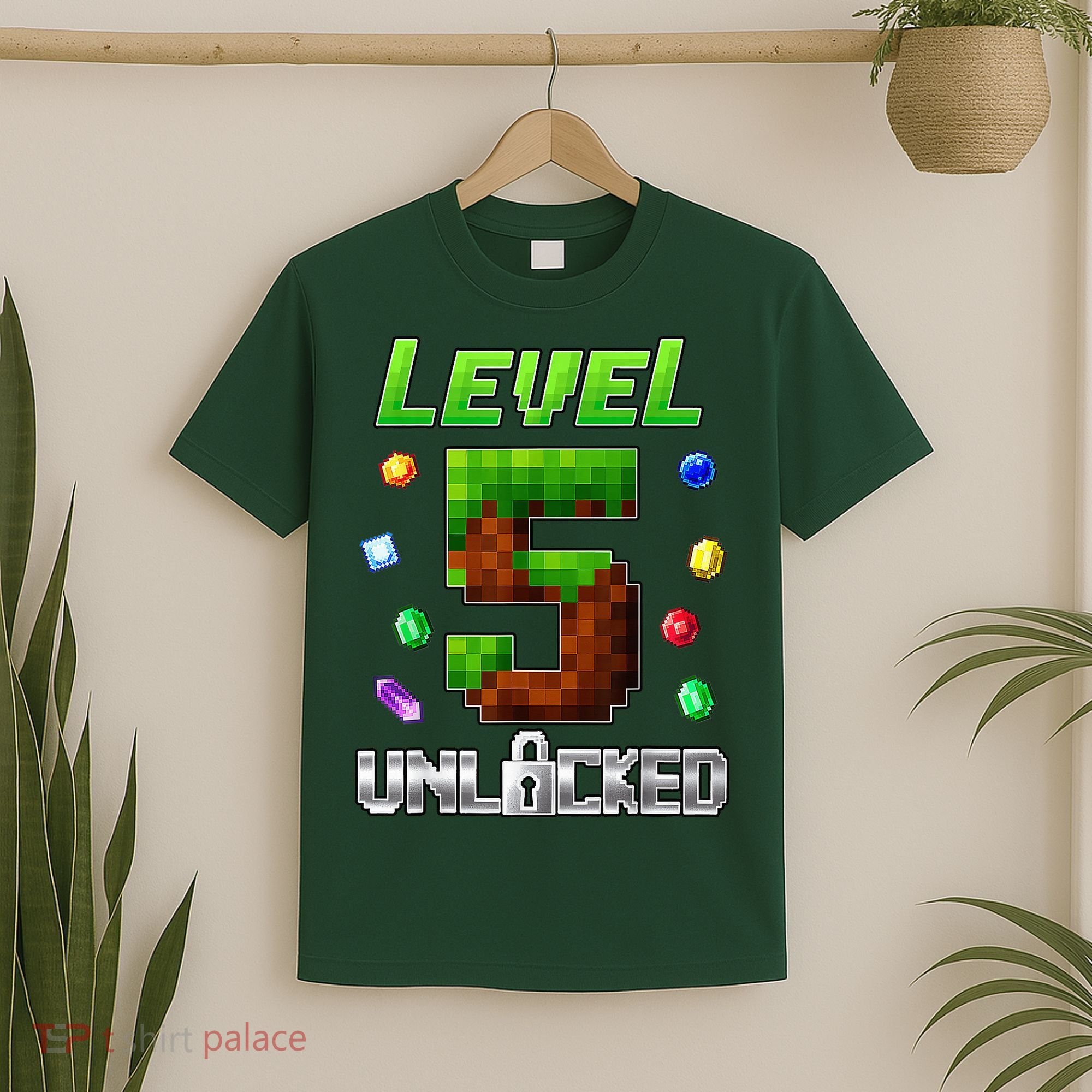 Birthday Boy Level 5 Unlocked 5th Birthday Game Pixel T-Shirt