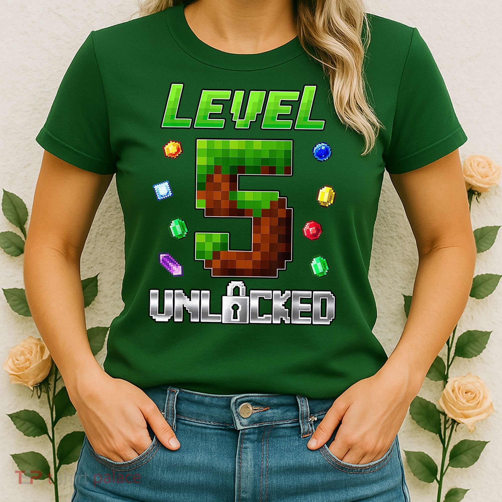Birthday Boy Level 5 Unlocked 5th Birthday Game Pixel Women's T-Shirt