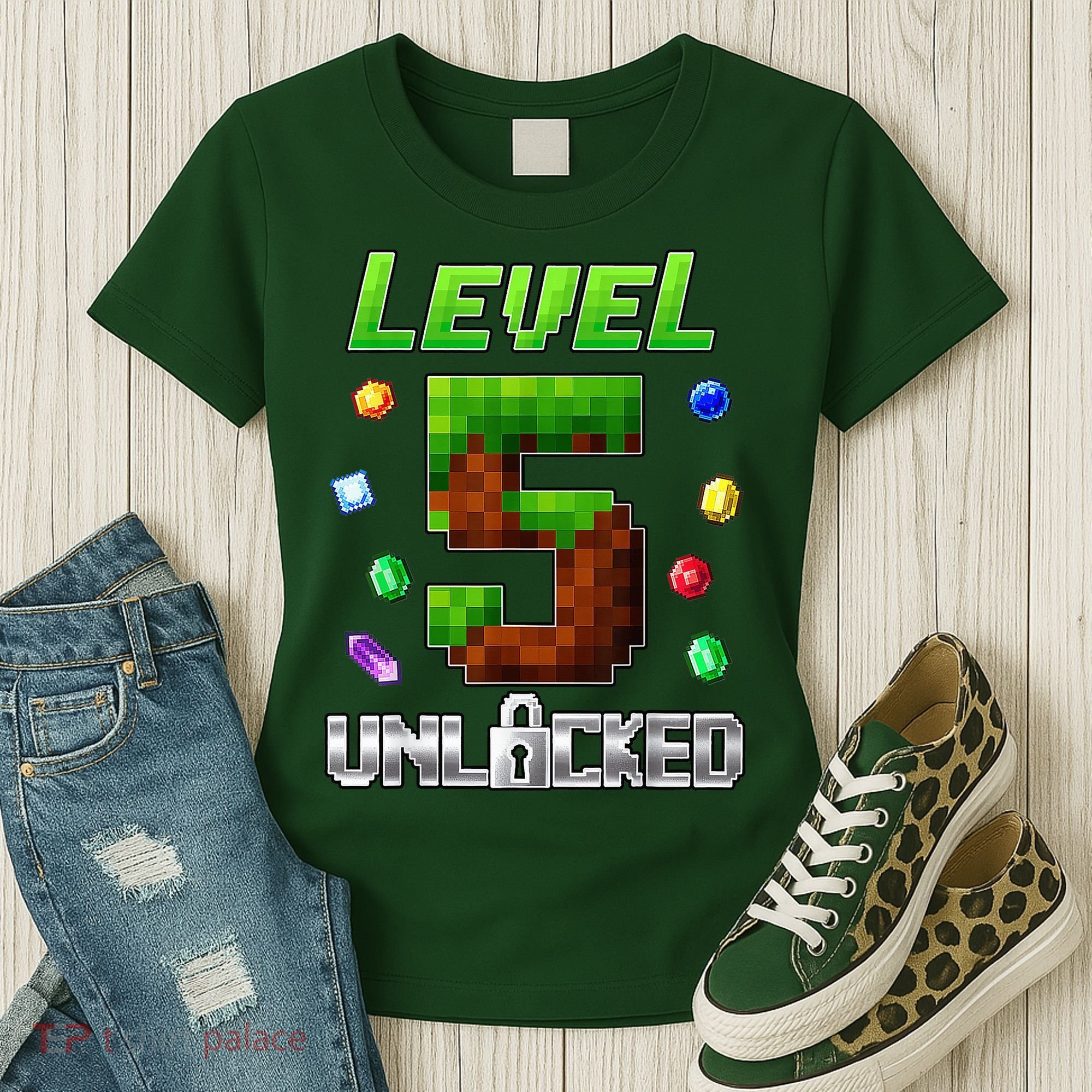 Birthday Boy Level 5 Unlocked 5th Birthday Game Pixel Women's T-Shirt