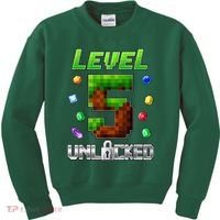 Birthday Boy Level 5 Unlocked 5th Birthday Game Pixel Kids Sweatshirt thumb 0