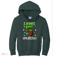 Birthday Boy Level 5 Unlocked 5th Birthday Game Pixel Kids Hoodie thumb 0