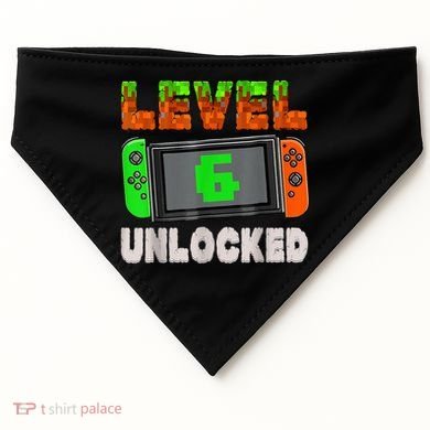 Birthday Boy Level 6 Unlocked 6th Birthday Game Pixel USA-Made Doggie Bandana