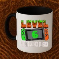 Birthday Boy Level 6 Unlocked 6th Birthday Game Pixel Coffee Mug thumb 2
