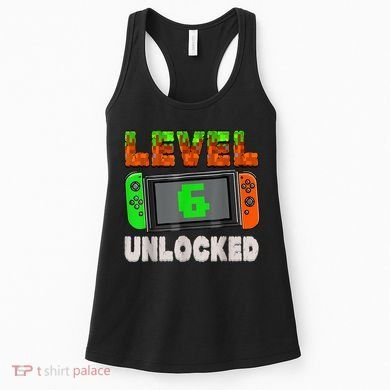 Birthday Boy Level 6 Unlocked 6th Birthday Game Pixel Women's Tank Top