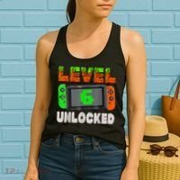 Birthday Boy Level 6 Unlocked 6th Birthday Game Pixel Women's Tank Top thumb 2