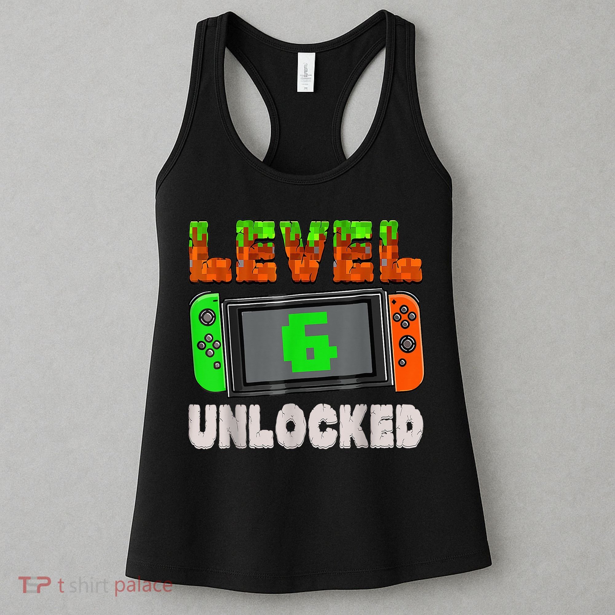 Birthday Boy Level 6 Unlocked 6th Birthday Game Pixel Women's Tank Top