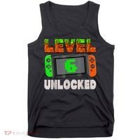 Birthday Boy Level 6 Unlocked 6th Birthday Game Pixel Tank Top thumb 0