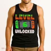 Birthday Boy Level 6 Unlocked 6th Birthday Game Pixel Tank Top thumb 3