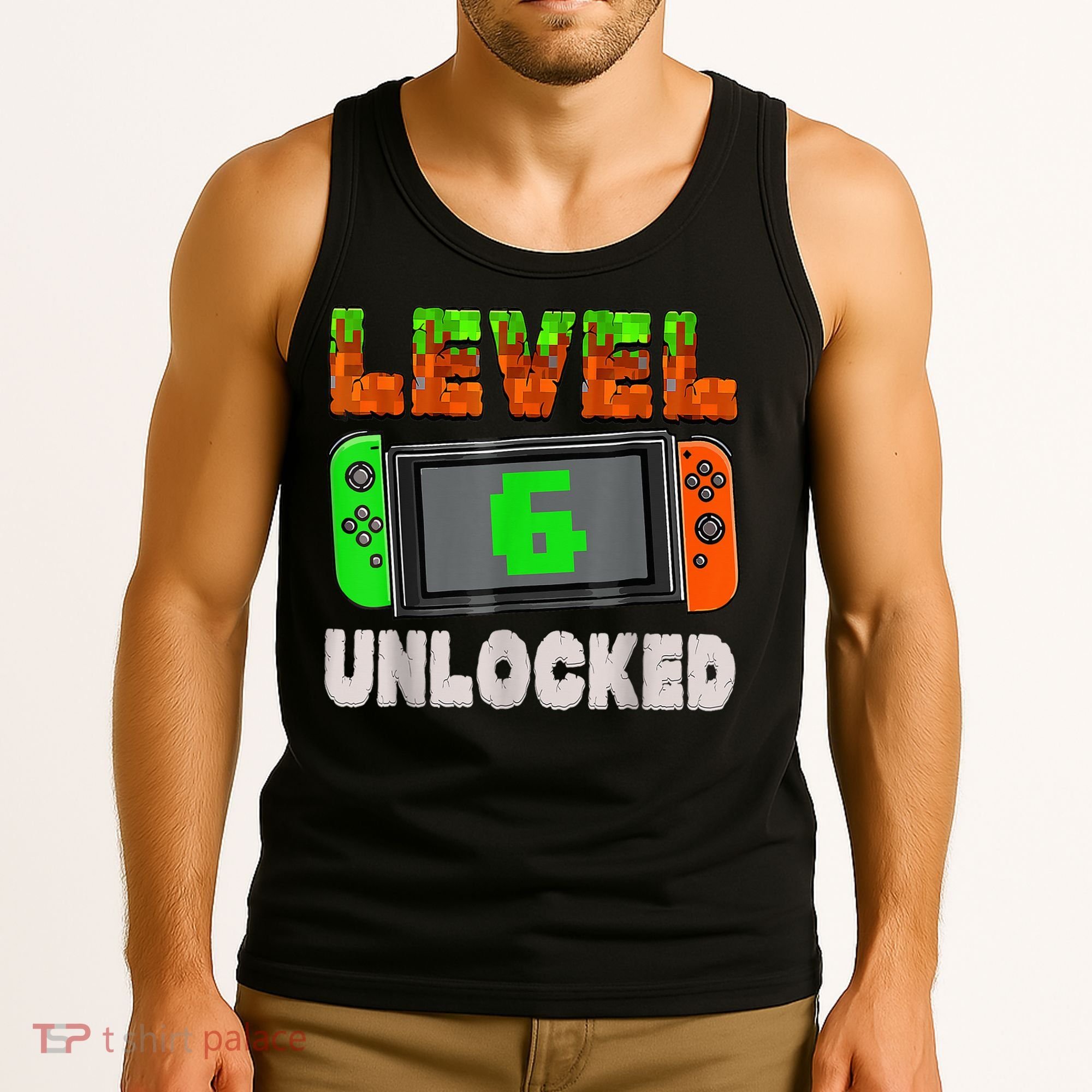 Birthday Boy Level 6 Unlocked 6th Birthday Game Pixel Tank Top