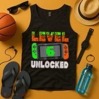 Birthday Boy Level 6 Unlocked 6th Birthday Game Pixel Tank Top thumb 4