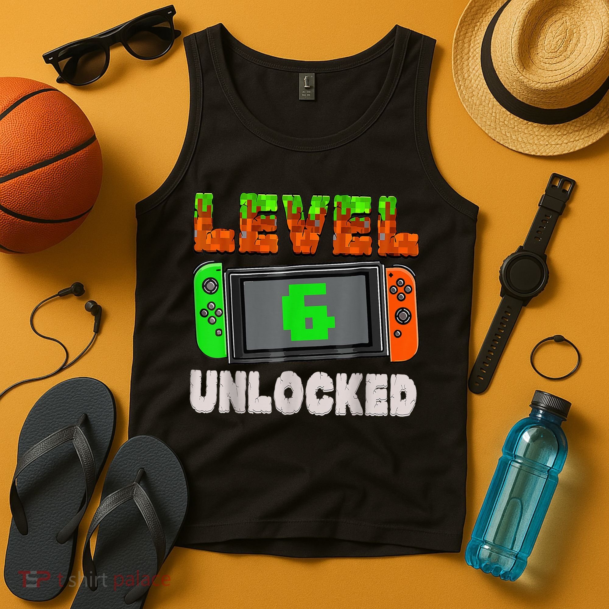 Birthday Boy Level 6 Unlocked 6th Birthday Game Pixel Tank Top