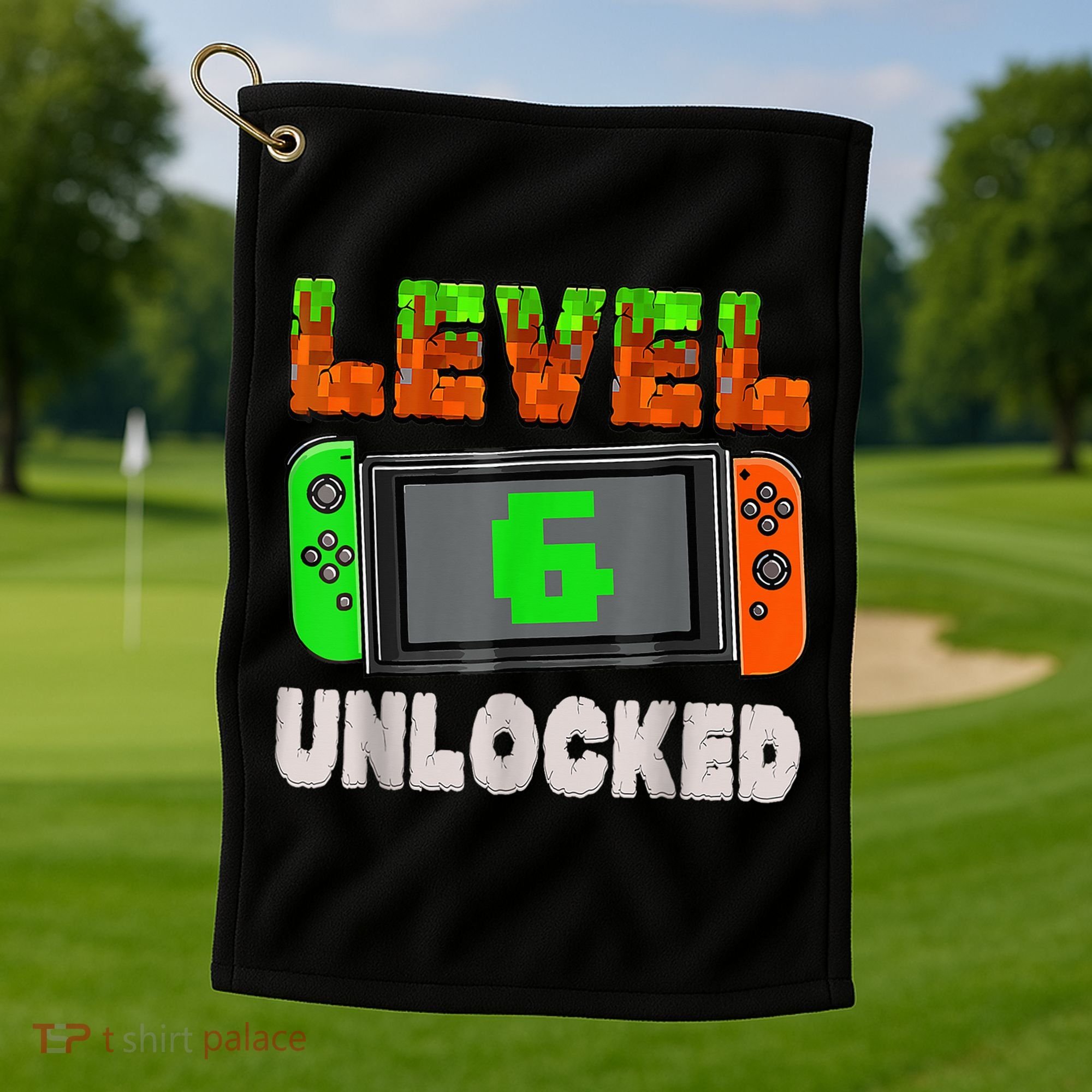 Birthday Boy Level 6 Unlocked 6th Birthday Game Pixel Golf Towel