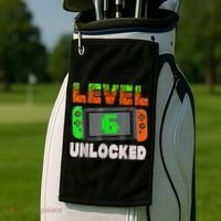 Birthday Boy Level 6 Unlocked 6th Birthday Game Pixel Golf Towel thumb 2