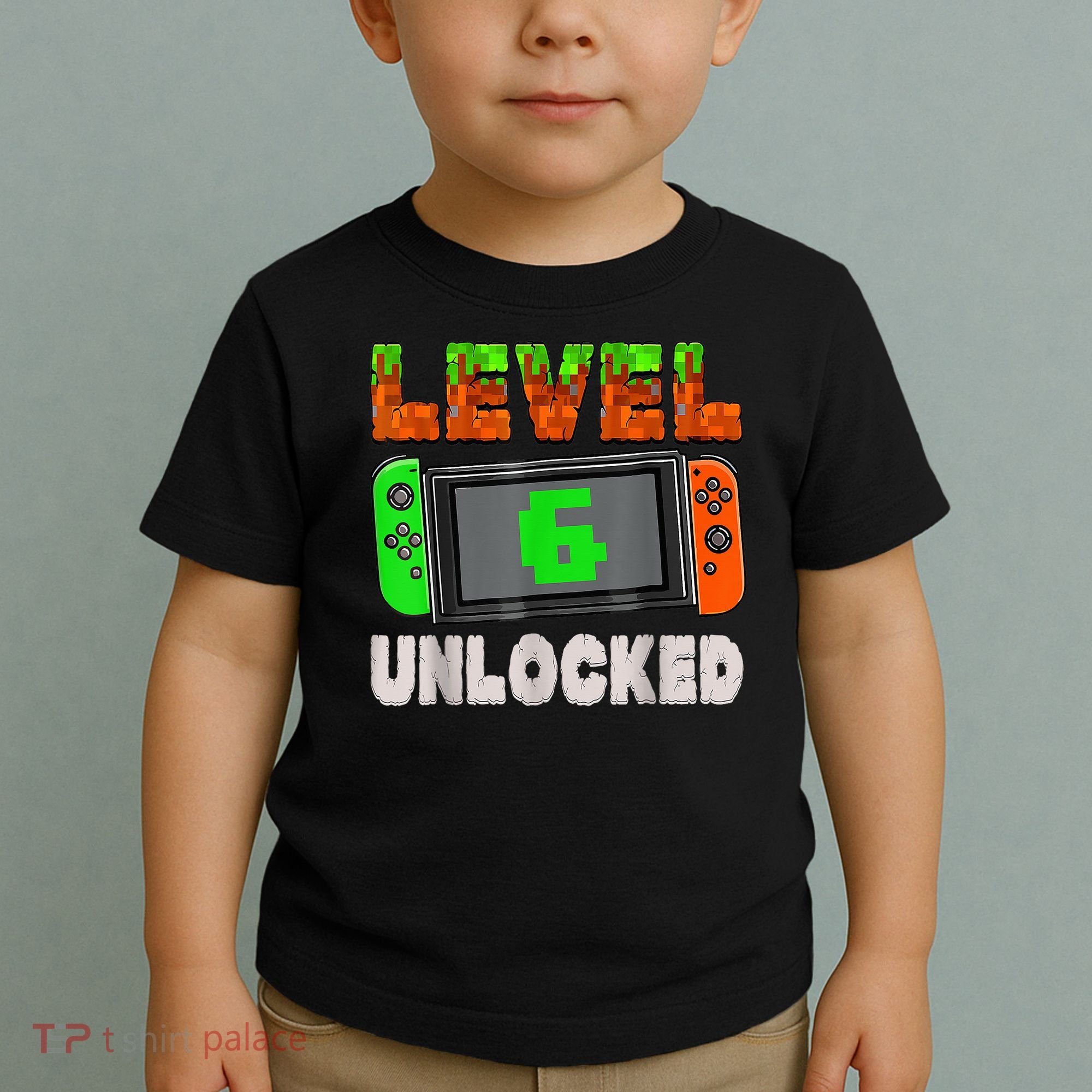 Birthday Boy Level 6 Unlocked 6th Birthday Game Pixel Toddler T-Shirt